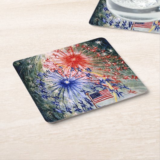 7月4日、1番素晴らし目絵画の スクエアペーパーコースター (アングル)