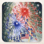 7月4日、1番素晴らし目絵画の スクエアペーパーコースター (正面)