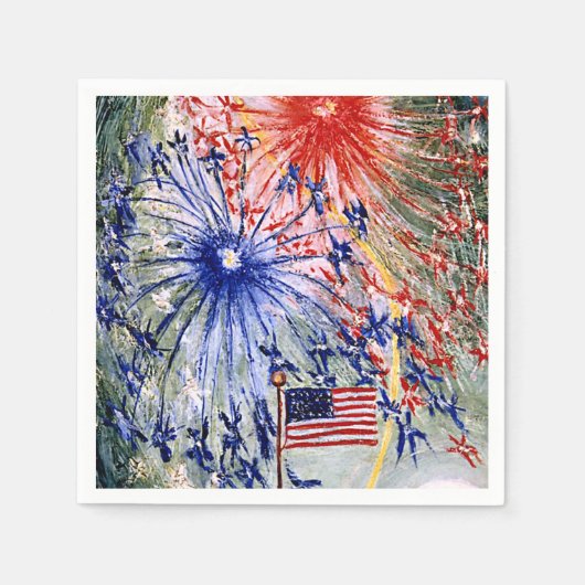 7月4日、1番素晴らし目絵画の スタンダードカクテルナプキン (正面)