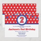 7月4日 2歳の誕生日パーティー招待状 招待状 (正面/裏面)