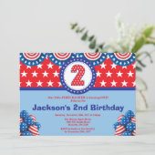 7月4日 2歳の誕生日パーティー招待状 招待状 (スタンド正面)
