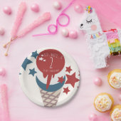 7月4日 2歳の誕生日 アイスクリーム スター ペーパープレート (パーティー)