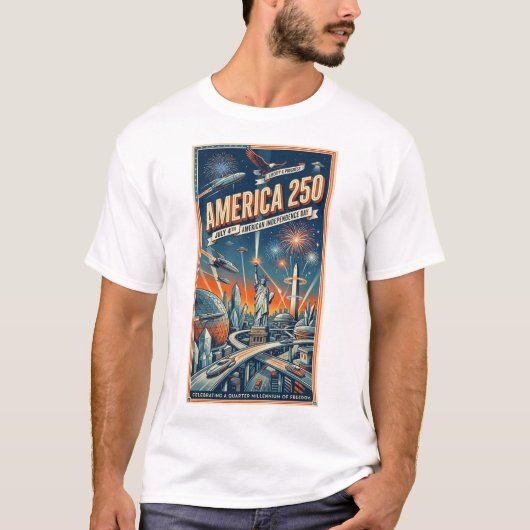 7月4日 250周年 独立記念日 レトロ Tシャツ (正面)