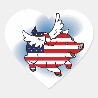 7月4日～7月4日Patriotic 飛んでいる Pig Stickers ハートシール