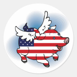 7月4日～7月4日Patriotic 飛んでいる Pig Stickers ラウンドシール