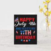 7月4日&amp;Yes私の11誕生日11年 カード (黄色い花)