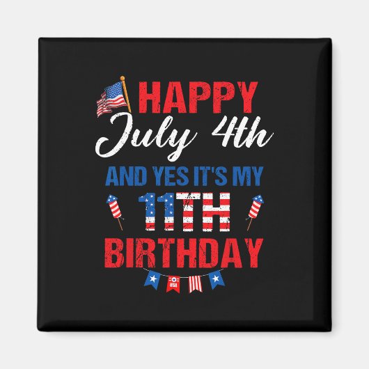 7月4日&amp;Yes私の11誕生日11年 マグネット (正面)