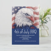 7月4日 BBQ 愛国 赤 白 青 フラッグ アメリカ 招待状 (スタンド正面)