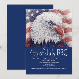 7月4日 BBQ 愛国 赤 白 青 フラッグ アメリカ 招待状