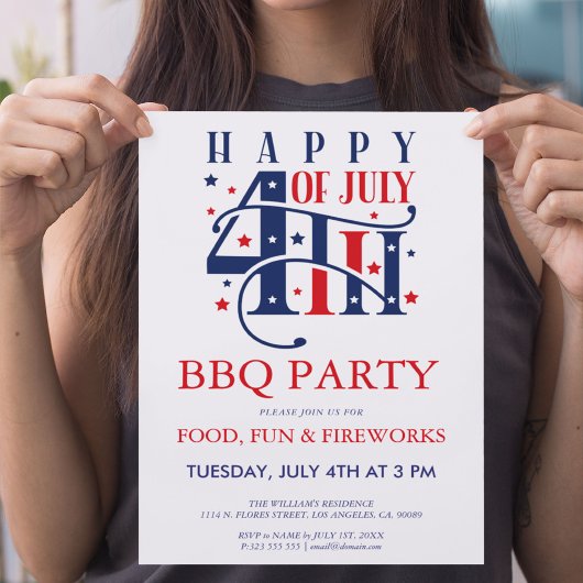 7月4日 BBQ & 花火パーティーの招待状 招待状