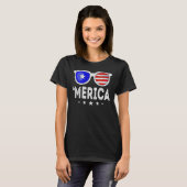 7月4日 MERICA サングラス アメリカ国旗 Tシャツ (正面フル)