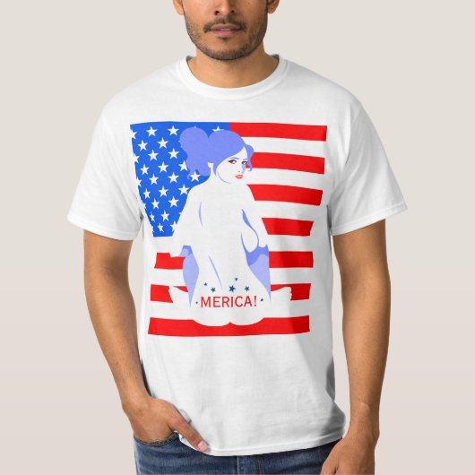 7月4日"MERICA!" 放浪者のスタンプのTシャツ Tシャツ (正面)