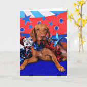 7月4日- Vizsla -レーガン カード (黄色い花)