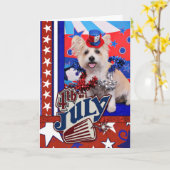 7月4日- Westie X -女性 カード (黄色い花)