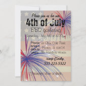 7月4日BBQおめでとう|ヴィンテージスタイル 招待状 (正面)