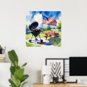 7月4日BBQお祝いグリル ポスター (ホームオフィス)