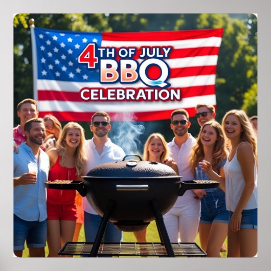 7月4日BBQお祝いポスタープリント ポスター (正面)