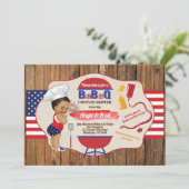 7月4日BBQの女の子シャワー赤白青 招待状 (スタンド正面)