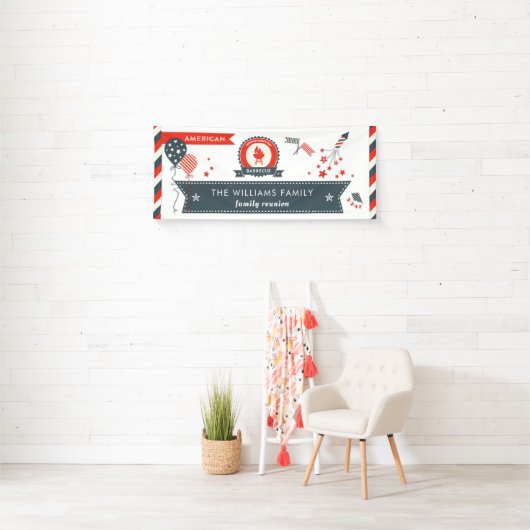 7月4日BBQの愛国心が強いアメリカの花火 横断幕 (インサイチュ)