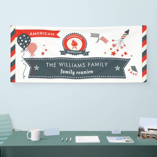 7月4日BBQの愛国心が強いアメリカの花火 横断幕 (トレードショー)