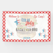 7月4日BBQウォーターカラースターウェルカムバナー 横断幕 (横)