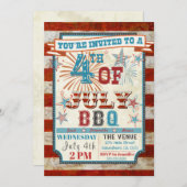 7月4日BBQクックアウト招待状 招待状 (正面/裏面)