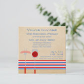 7月4日BBQストライプのグリリング招待状 招待状 (スタンド正面)