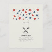 7月4日BBQパーティの招待状はがき ポストカード (正面)