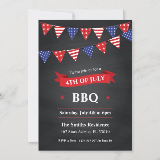 7月4日BBQパーティの招待状 招待状 (正面)