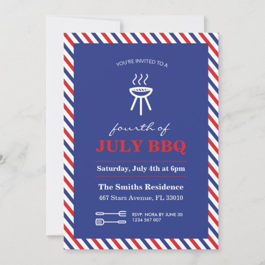7月4日BBQパーティの招待状 招待状 (正面)