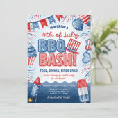 7月4日BBQパーティーのバースデー招待状カード 招待状 (スタンド正面)