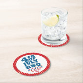 7月4日BBQパーティーカスタムファミリー名 ラウンドペーパーコースター (インサイチュ)