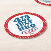 7月4日BBQパーティーカスタムファミリー名 ラウンドペーパーコースター (アングル)