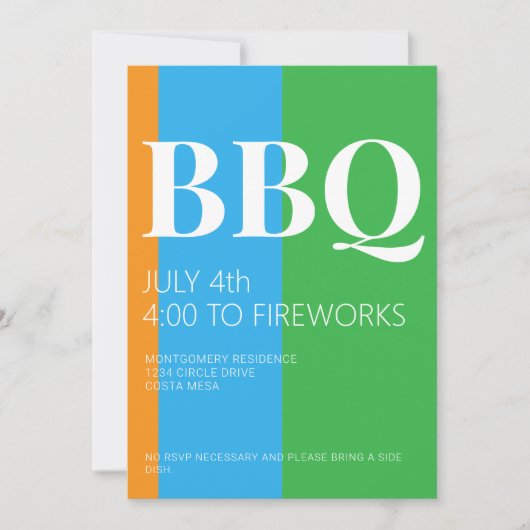 7月4日BBQパーティー招待状 招待状 (正面)