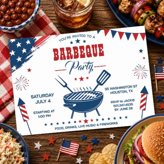 7月4日BBQパーティー招待状 招待状