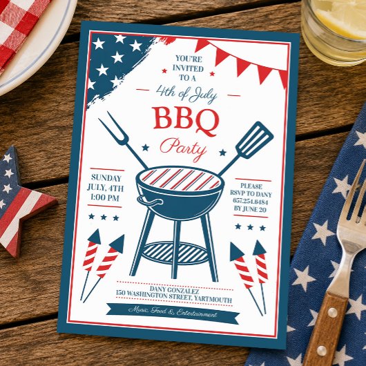 7月4日BBQパーティー招待状 招待状