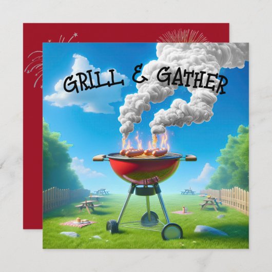 7月4日BBQパーティー 招待状 (正面/裏面)