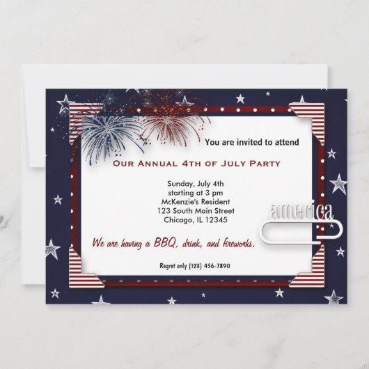 7月4日BBQパーティー 招待状 (正面)