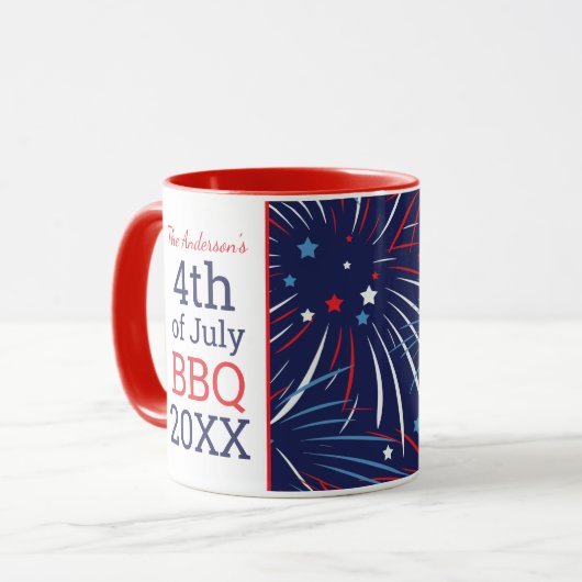 7月4日BBQファミリーパーソナライズされたギャザリング マグカップ (正面左)