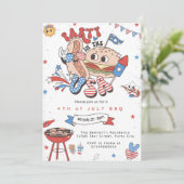 7月4日BBQ招待状テンプレートレトロ 招待状 (スタンド正面)