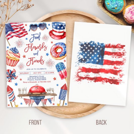 7月4日BBQ招待状テンプレート4日 招待状