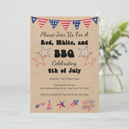 7月4日BBQ招待状 招待状 (スタンド正面)