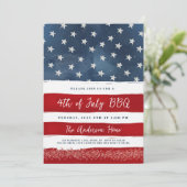 7月4日BBQ招待状 編集可能な赤白青 招待状 (スタンド正面)