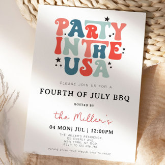 7月4日BBQ招待状、7月招待状4日 招待状