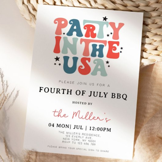 7月4日BBQ招待状、7月招待状4日 招待状