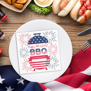 7月4日bbq花火のスターとストライプ スタンダードカクテルナプキン
