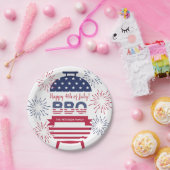 7月4日bbq花火のスターとストライプ ペーパープレート (パーティー)