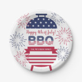 7月4日bbq花火のスターとストライプ ペーパープレート (正面)