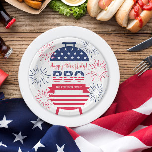 7月4日bbq花火のスターとストライプ ペーパープレート