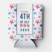 7月4日bbq赤い愛国的な星バーベキュー 缶クーラー (正面)
